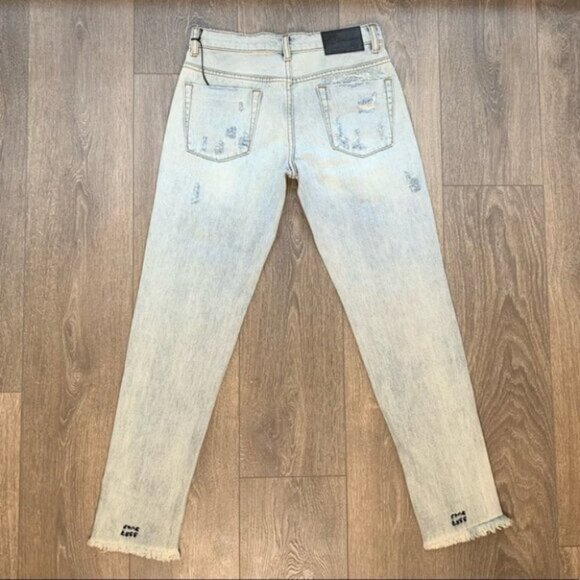 Free People One Teaspoon Awesome Baggies Jeans Straight leg Frayed Light Wash - Picture 14 of 16